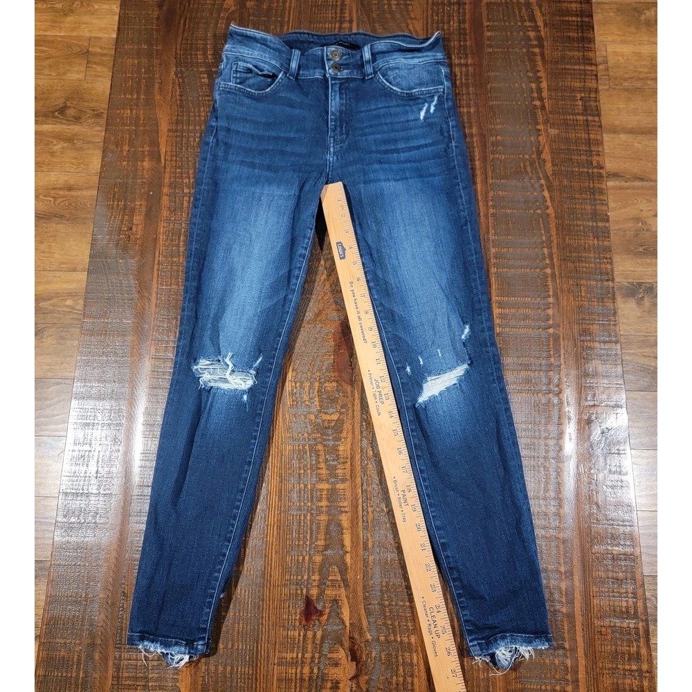 Flying Monkey Womens Mid Rise Ankle Skinny Jeans Distressed Blue Size 28 Y3408A